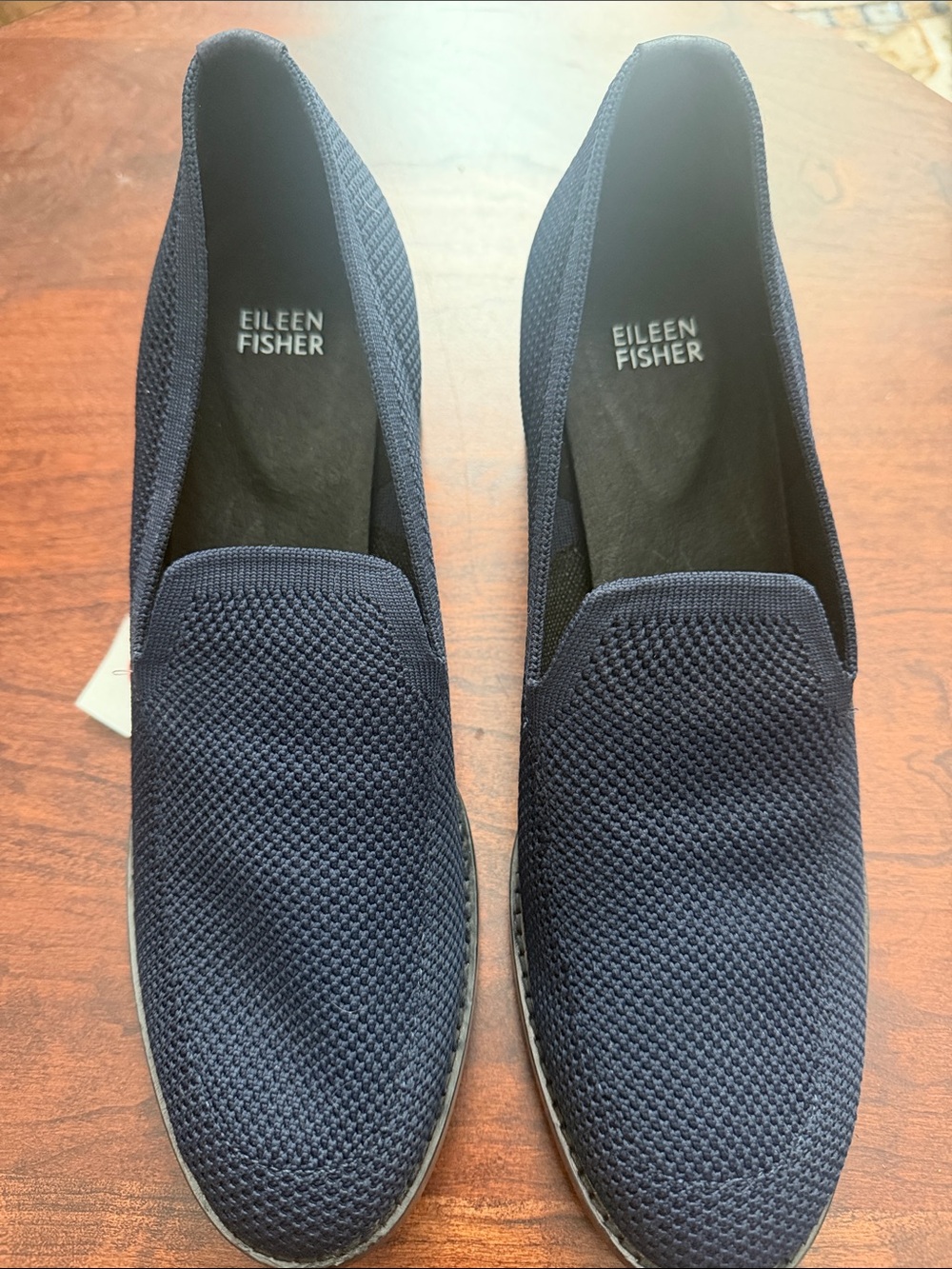 Eileen Fisher Navy Knit Slip-On Loafers